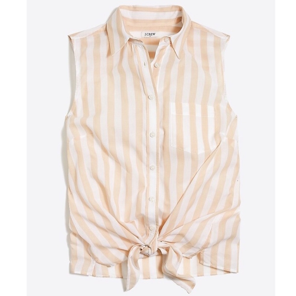 J. Crew Striped Tie Front Top, Small